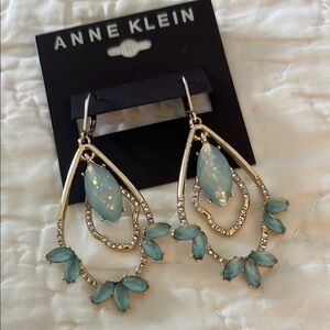 Anne Klein Gold and Blue Teardrop Earrings